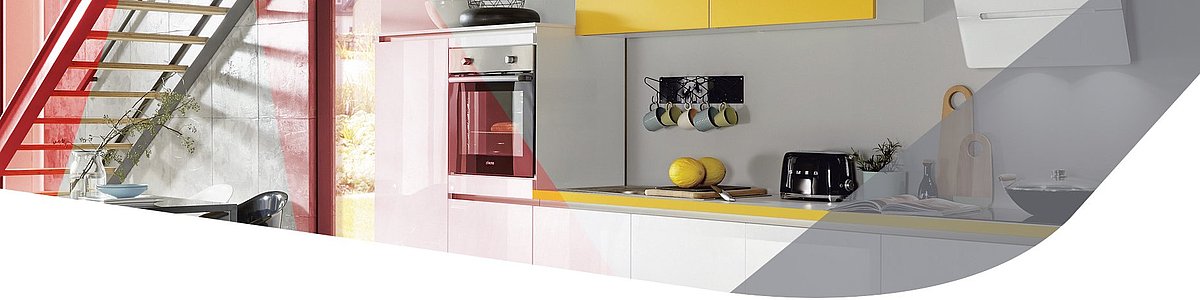 Kleine Küche mit gelben Akzent Farben