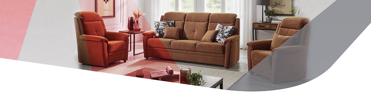Braune Wohnlandschaft mit Sessel und Couch